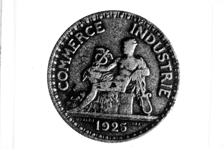 Mercurio con la lira ed il caduceo (gettone) di Domard Joseph Francois (sec. XX)