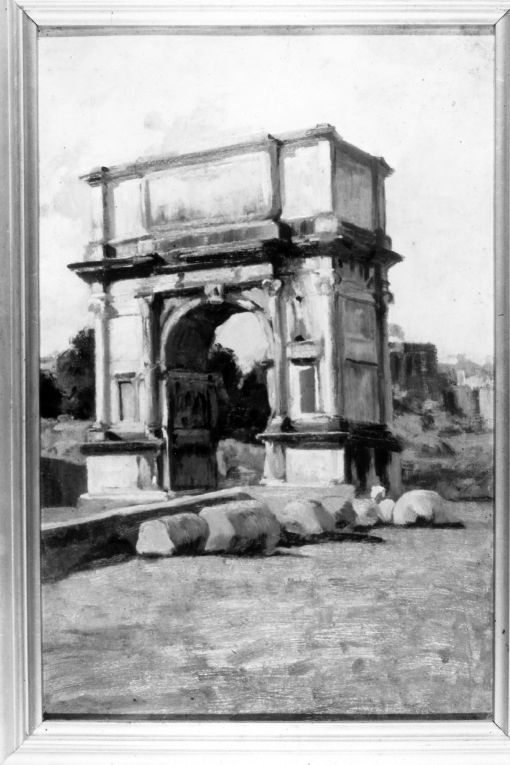 arco di Tito, paesaggio con architetture (dipinto) di Girondi Raffaele (secc. XIX/ XX)