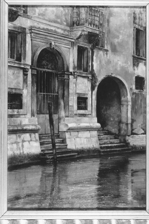 Veduta di palazzi veneziani, veduta di città (dipinto) di De Stefano Vincenzo (secc. XIX/ XX)