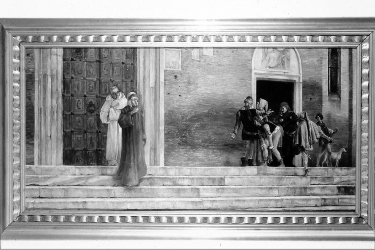 scena storica con Dante (dipinto) di De Stefano Vincenzo (secc. XIX/ XX)