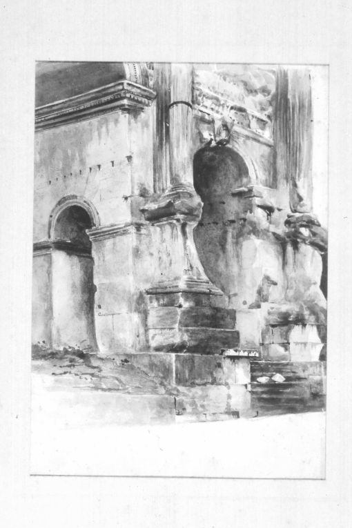 paesaggio con rovine (dipinto) - ambito Italia meridionale (secc. XIX/ XX)