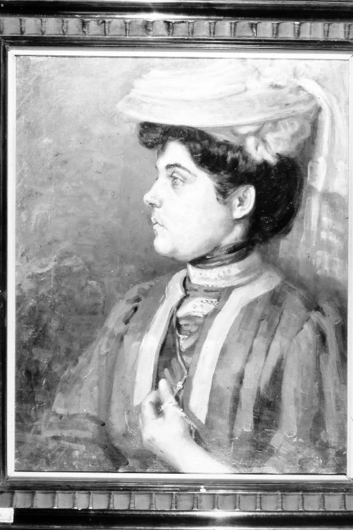 ritratto di donna con cappellino (dipinto) - ambito napoletano (primo quarto sec. XX)