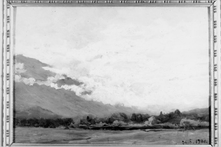 paesaggio montano (dipinto) di Delleani Lorenzo (sec. XX)
