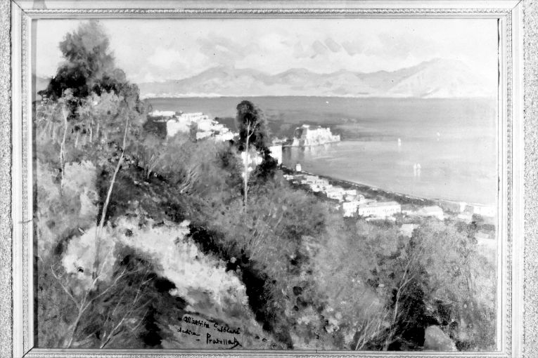 Veduta di Castel dell'Ovo dalla collina del Vomero (dipinto) di Pratella Attilio (secc. XIX/ XX)