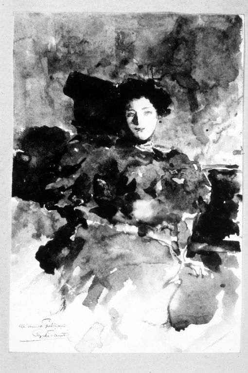 figura femminile (dipinto) di De Sanctis Giuseppe (secc. XIX/ XX)