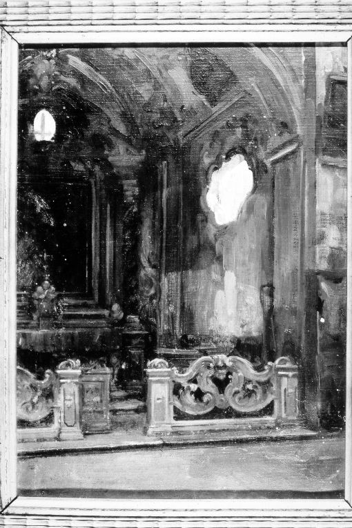 Interno del Duomo di Barletta, architettura (dipinto) di Girondi Raffaele (secc. XIX/ XX)
