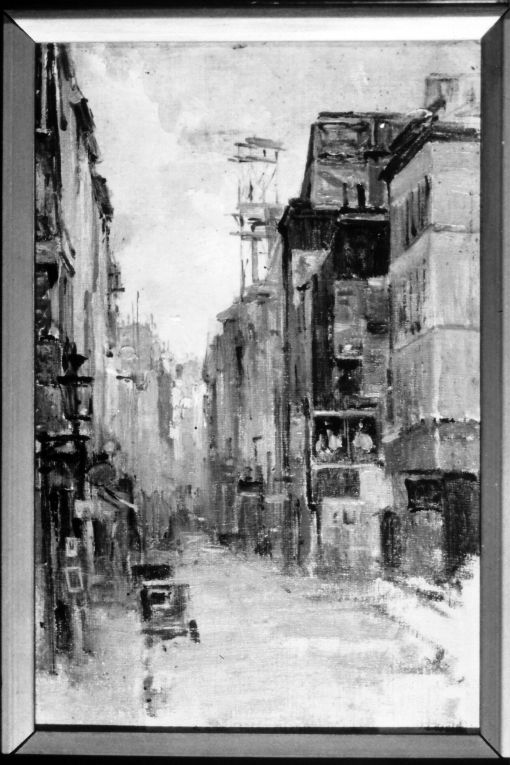 Strada di Parigi (dipinto) di Girondi Raffaele (sec. XX)