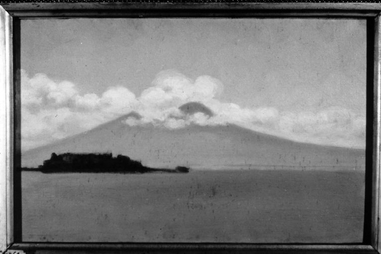 Il Vesuvio visto dalla marina di Mergellina, paesaggio (dipinto) di Gabbiani Giuseppe (secc. XIX/ XX)