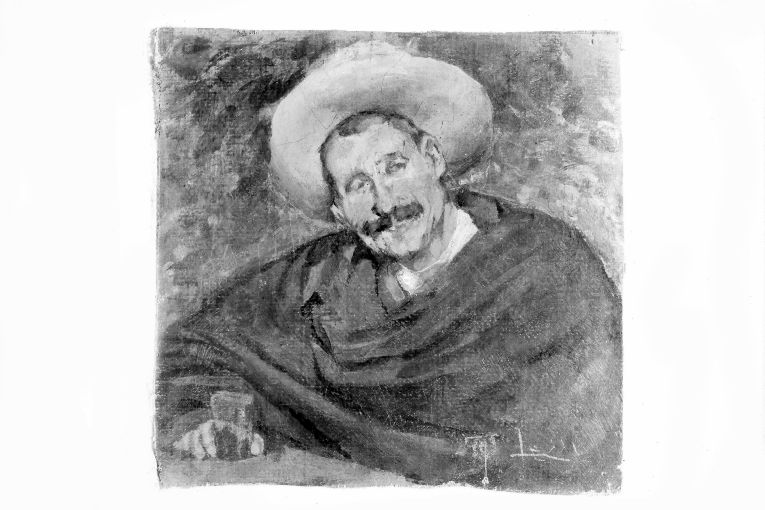 Il bevitore (dipinto) di Lapi Emilio (terzo quarto sec. XIX)
