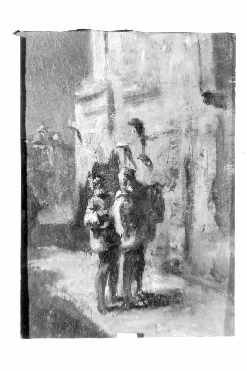 Due menestrelli (dipinto) di Girondi Raffaele (inizio sec. XX)
