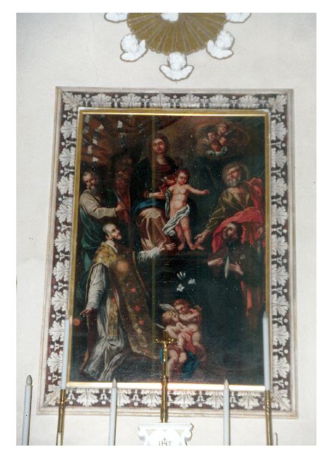 Madonna della Purificazione, Madonna in trono con Bambino e Santi (dipinto) di De Musso Saverio (attribuito) (sec. XVIII)