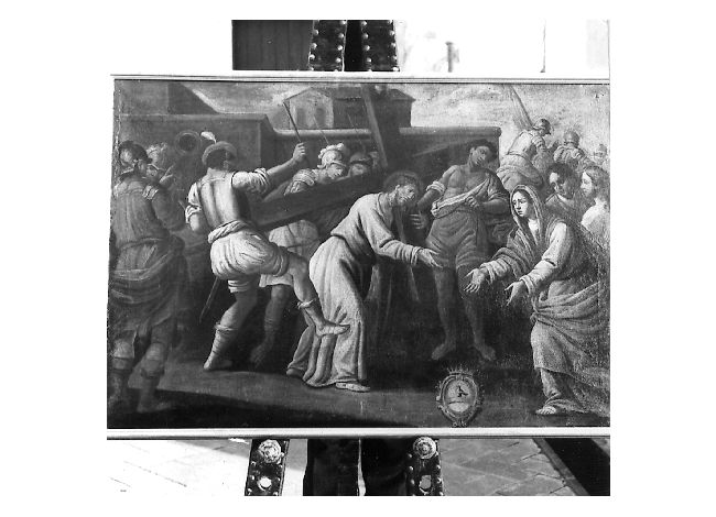 stazione IV: Gesù incontra la Madonna (dipinto) di De Musso Saverio (attribuito) (sec. XVIII)