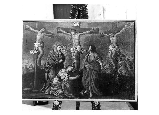 stazione XII: Gesù innalzato e morto in croce (dipinto) di De Musso Saverio (attribuito) (sec. XVIII)