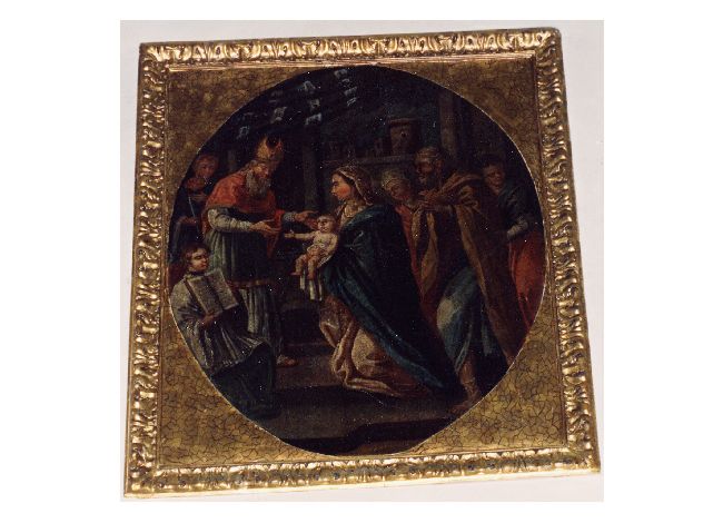 Profezia di S. Simeone, San Simeone, Madonna, Gesù Bambino, san Giuseppe (dipinto) di De Musso Saverio (attribuito) (metà sec. XVIII)