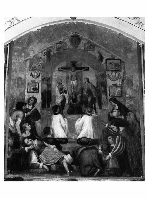 Edicola del Rapestingo, Cristo crocifisso con la Madonna, San Giovanni Evangelista e Santa Maria Maddalena (dipinto) - ambito Italia meridionale (seconda metà sec. XVII)