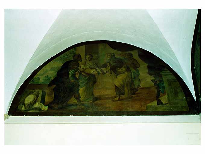Elia porge un bambino ad una donna (dipinto) di Gliri Nicola (e aiuti) (sec. XVII)