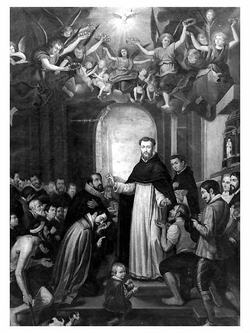 San Domenico distribuisce rosari (dipinto) di Spinelli Francesco (seconda metà sec. XIX)