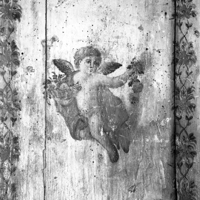 angelo con cesta di fiori (dipinto) di Barba Gaetano (sec. XVIII)