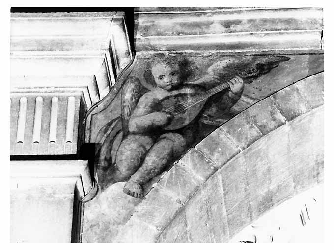 Angelo che suona una mandola (dipinto) di Rosa Carlo (scuola) (sec. XVII)