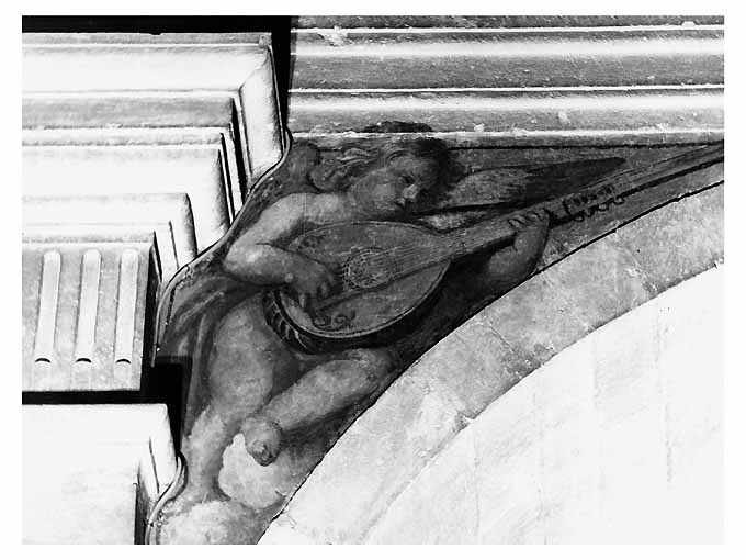 Angelo che suona una mandola (dipinto) di Rosa Carlo (scuola) (sec. XVII)