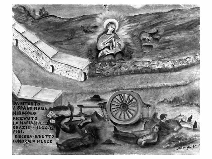 Madonna con personaggi che implorano il suo aiuto (ex voto) di Bisceglia Vito (sec. XX)