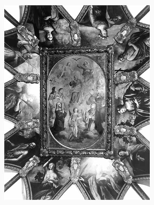 Madonna Immacolata, Trinità e Santi (dipinto) di Gliri Nicola (attribuito) (sec. XVII)