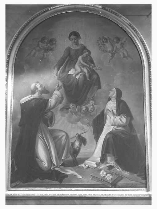 Madonna del Carmelo, Madonna con Bambino tra Santi domenicani (dipinto) di Lotti Giacomo (sec. XIX)