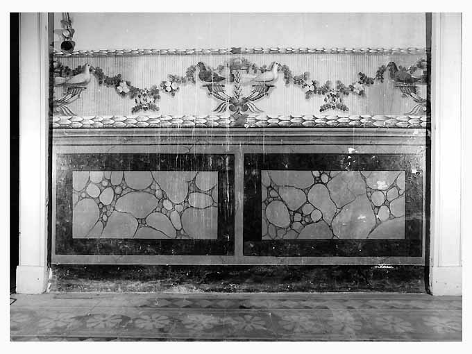 motivi decorativi vegetali con uccelli (dipinto) - ambito Italia meridionale (inizio sec. XIX)