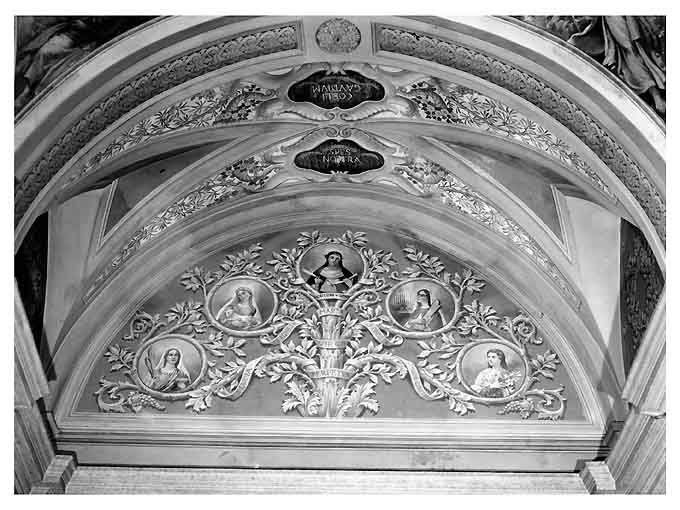 Santa Lucia/ Sant'Agnese/ Santa Caterina da Siena/ Santa Cecilia/ Santa Maria Goretti (dipinto) di Prayer Guido (secondo quarto sec. XX)