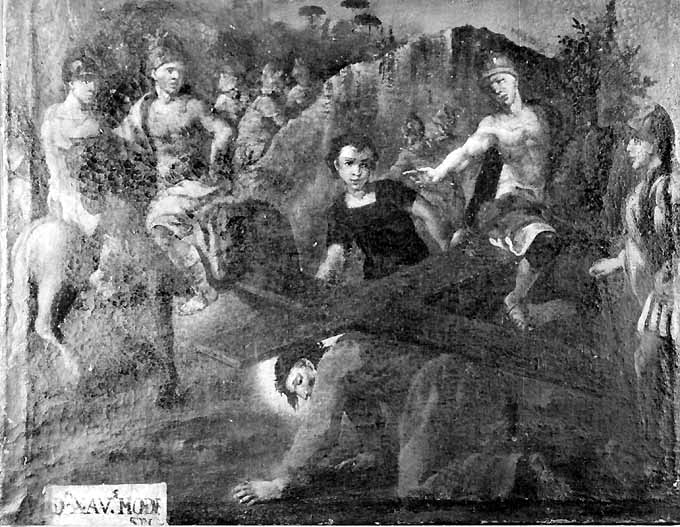 stazione VII: Gesù cade sotto la croce la seconda volta (dipinto) di Palmulli (sec. XVIII)