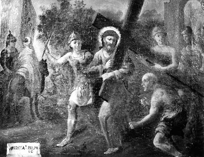 stazione II: Gesù caricato della croce (dipinto) di Palmulli (sec. XVIII)