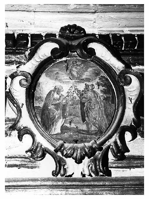 Apparizione della Vergine, Madonna Immacolata appare a due figure (dipinto) - ambito pugliese (seconda metà sec. XVIII)