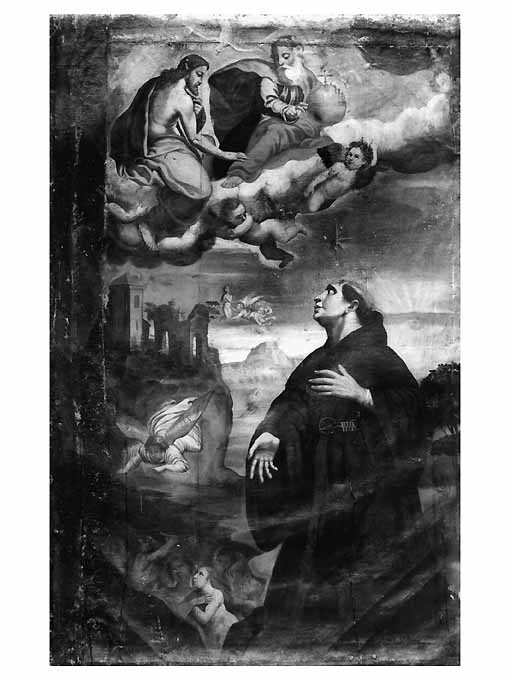 Santo e anime del purgatorio (dipinto) - ambito Italia meridionale (sec. XVIII)