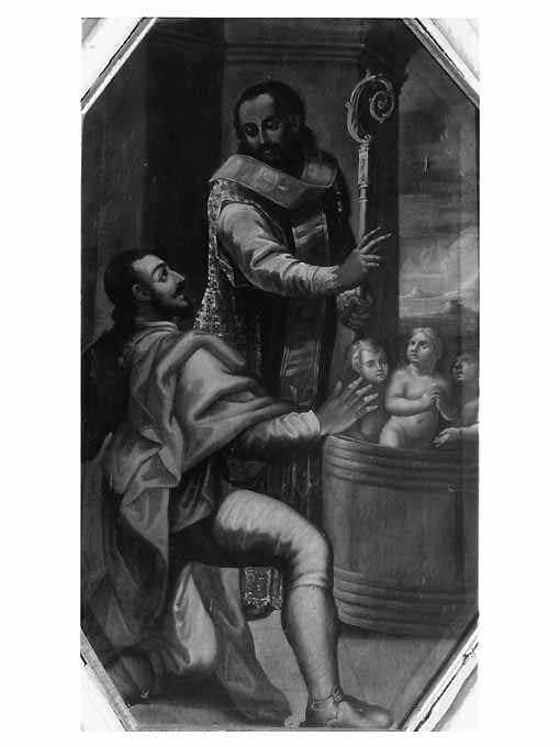 San Nicola benedice i tre infanti (dipinto) - ambito pugliese (seconda metà sec. XVIII)