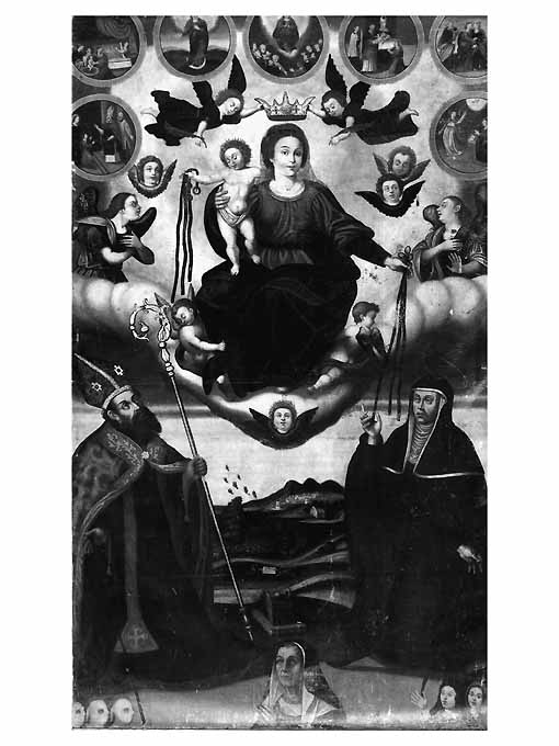 Madonna con Bambino consegna la cintura a S. Agostino e monaca (dipinto) di De Portio Giovanni Battista (sec. XVII)