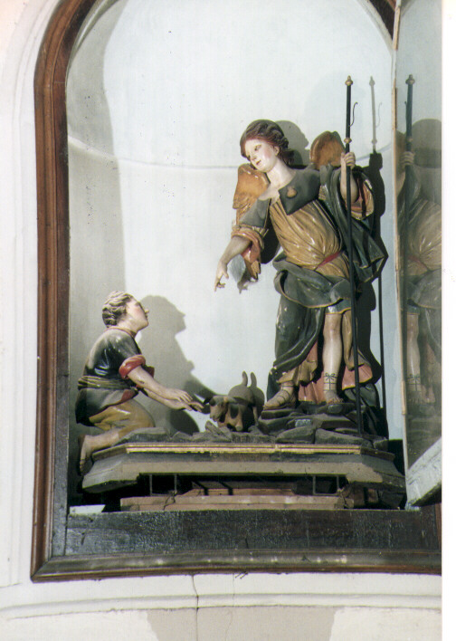 Tobia e San Raffaele arcangelo (gruppo scultoreo) di Volpe Giuseppe (sec. XIX)