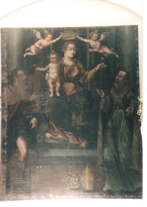 Madonna del Rosario con San Rocco e San Biagio (dipinto) - ambito Italia meridionale (fine/inizio secc. XVI/ XVII)