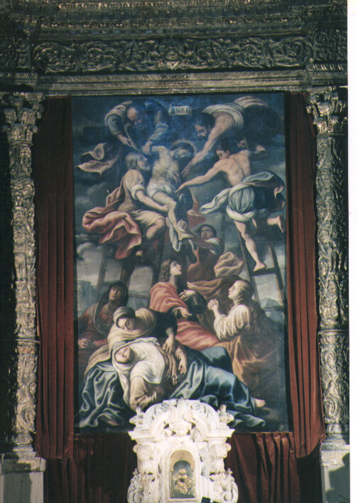 deposizione di Cristo dalla croce (dipinto) - ambito napoletano (sec. XVII)