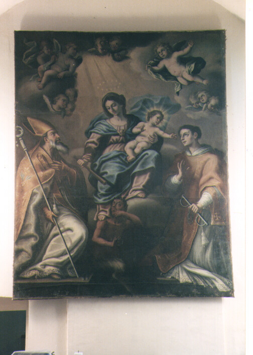 Madonna con Bambino tra San Nicola di Bari e San Vincenzo (dipinto) - ambito napoletano (prima metà sec. XVIII)