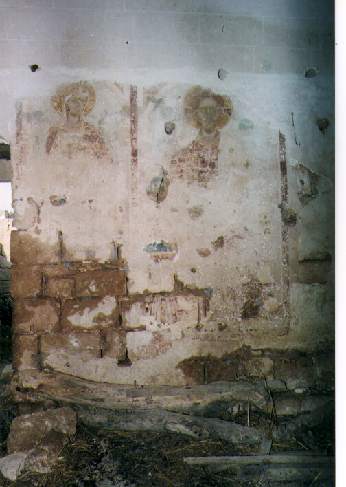 Cristo benedicente e Santa (?) (dipinto) - ambito salentino (seconda metà sec. XV)