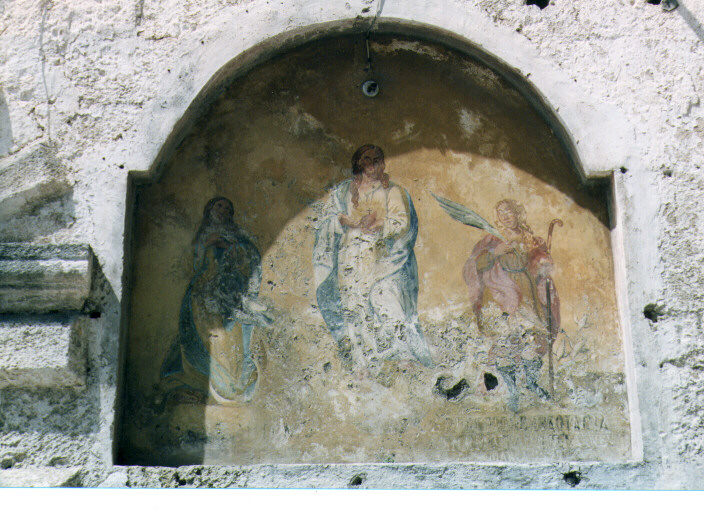 Sacro Cuore di Gesù tra l'Immacolata e San Trifone (dipinto) - ambito salentino (sec. XIX)