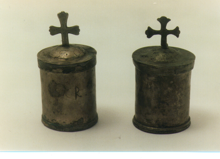 vasetti per oli santi, serie - ambito Italia meridionale (sec. XIX)