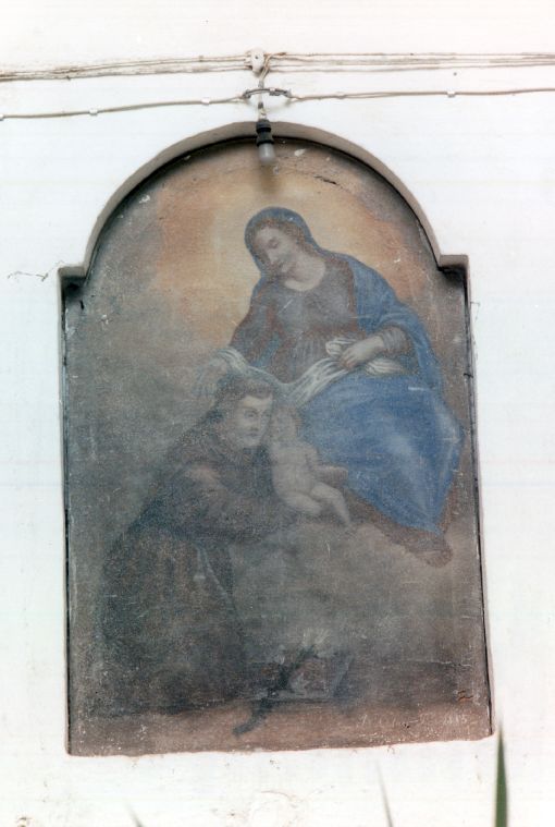 San Francesco d'Assisi riceve Gesù Bambino dalla Madonna (dipinto) di Colaci Saverio (attribuito) (sec. XIX)