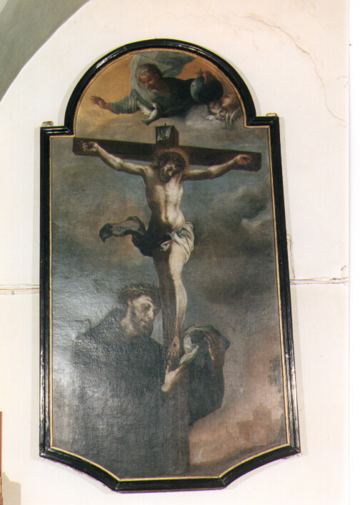 San Francesco d'Assisi abbraccia Cristo crocifisso (dipinto) - ambito Italia meridionale (metà sec. XVIII)