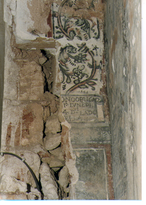 motivo decorativo fitomorfo/ cartiglio/ santo (dipinto) - ambito Italia meridionale (sec. XVI)