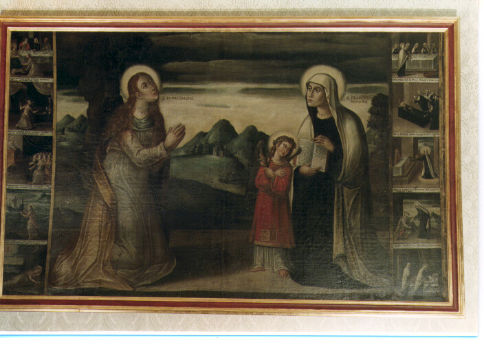 Maria Maddalena, Santa Francesca Romana e loro storie (dipinto) di D'Orlando Donato Antonio (sec. XVII)