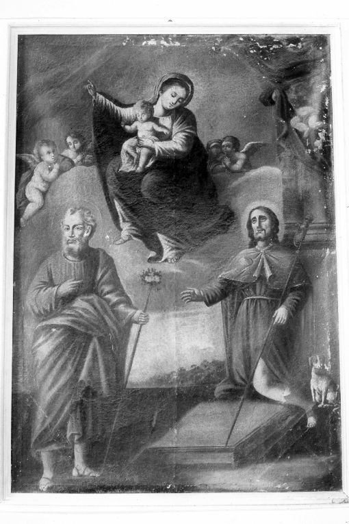 Madonna con Bambino tra San Giuseppe e San Rocco (dipinto) - ambito pugliese (prima metà sec. XVII)