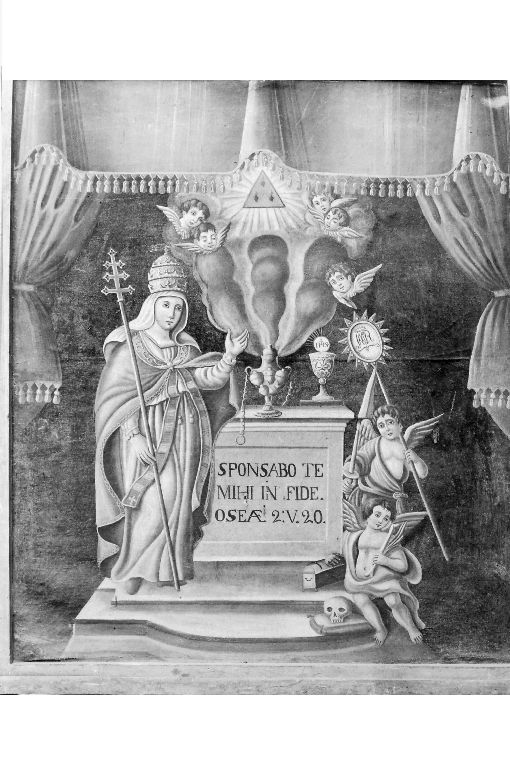 Figura femminile in abiti papali (dipinto, elemento d'insieme) - ambito Italia meridionale (sec. XIX)