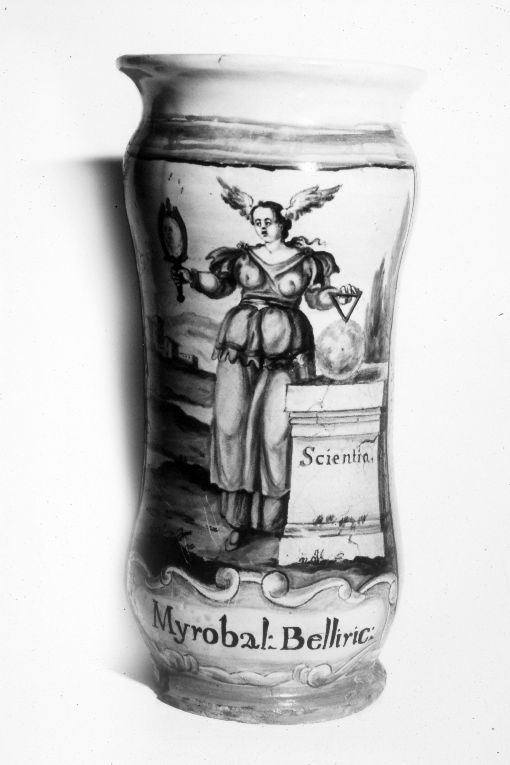 Figura allegorica femminile: la scienza (alberello) - manifattura napoletana (metà sec. XVIII)