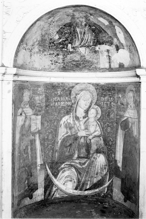 Madonna del Carmelo tra Sant'Angelo e Sant'Alberto (dipinto) - ambito pugliese (sec. XVI)
